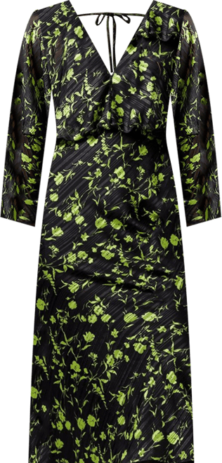 Women's Shadow Stripe Floral Batwing Midi Dress