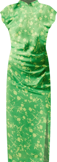 Women's Crinkle Satin Button Side Midi Dress