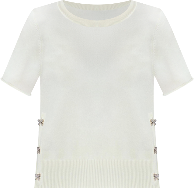 Women's Side Bow Buttoned Knit Top