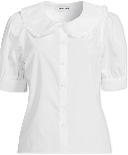 Women's Carefree Cotton Puff Sleeve Statement Collar Shirt