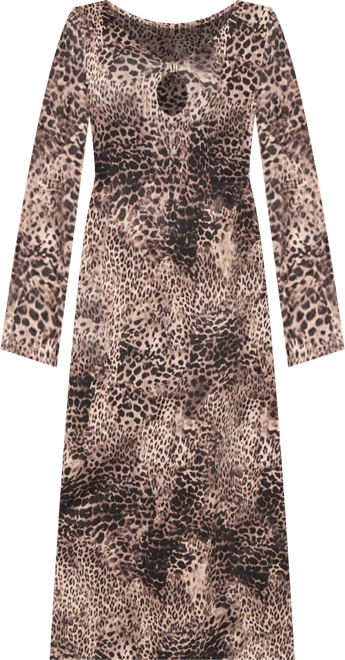 Women's Long Sleeve Keyhole Maxi Dress