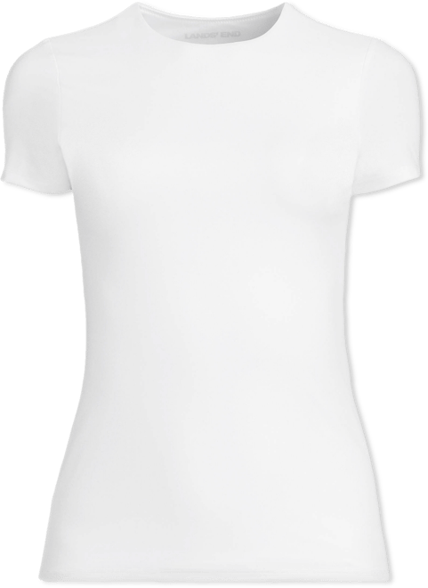 Women's Short Sleeve Tugless Double Layer Crew Neck Knit Top