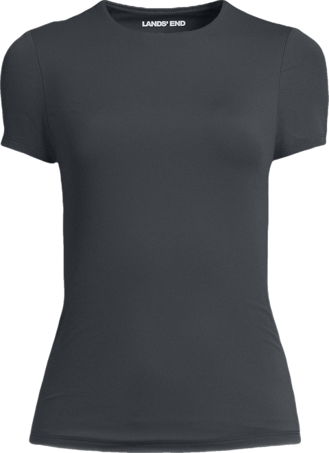 Women's Short Sleeve Tugless Double Layer Crew Neck Knit Top