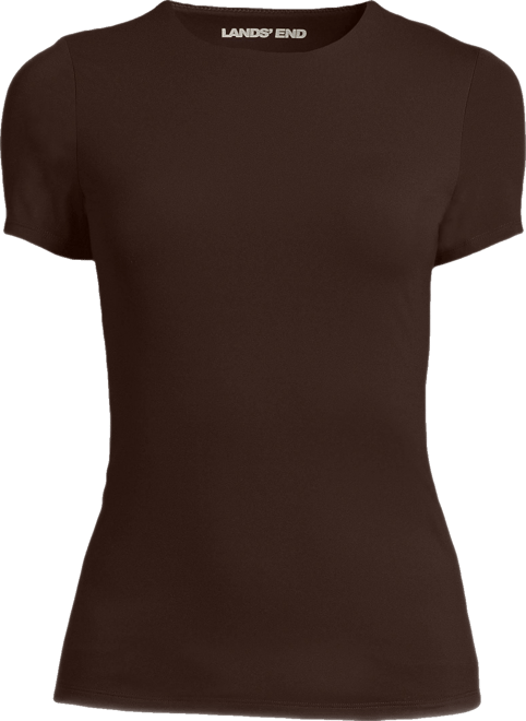 Women's Short Sleeve Tugless Double Layer Crew Neck Knit Top