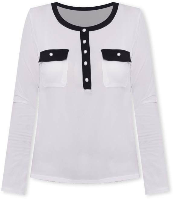 Women's Long Sleeve Contrast Detail Top