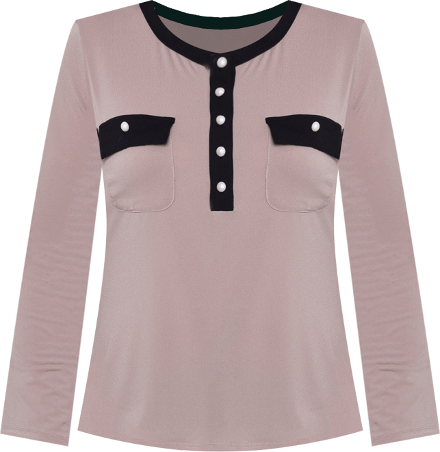 Women's Long Sleeve Contrast Detail Top