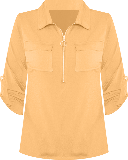 Women's 3/4 Roll Tab Zip Front Top