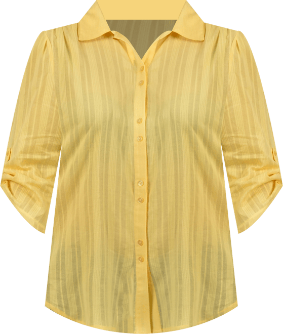 Plus Size 3/4 Roll Tab Sleeve Cotton Top