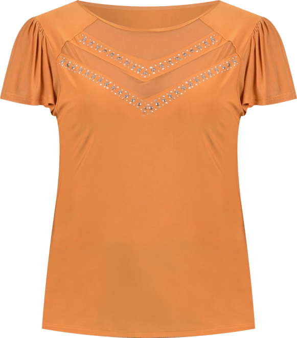 Plus Size Studded Short Flutter Sleeve Top