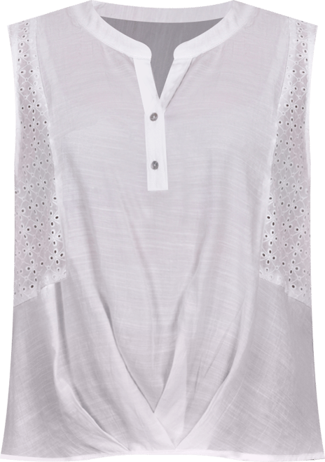 Plus Size Sleeveless Top with Eyelet Insets