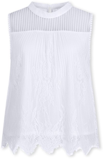 Plus Size Sleeveless Mock Neck Lace Top