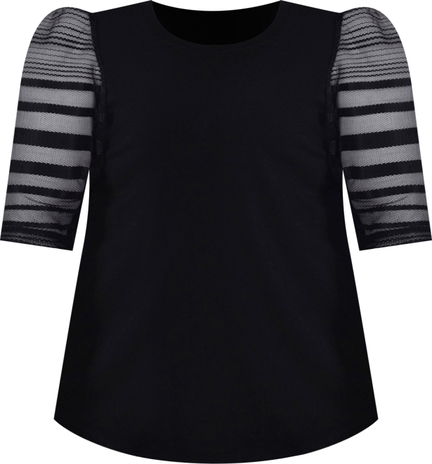 Plus Size 3/4 Shadow Stripe Top