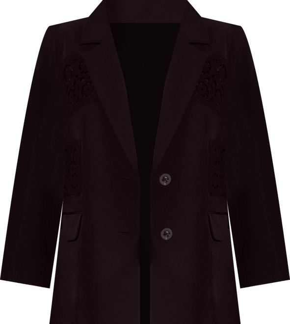 Women's Tailored Crochet Insert Oversized Blazer