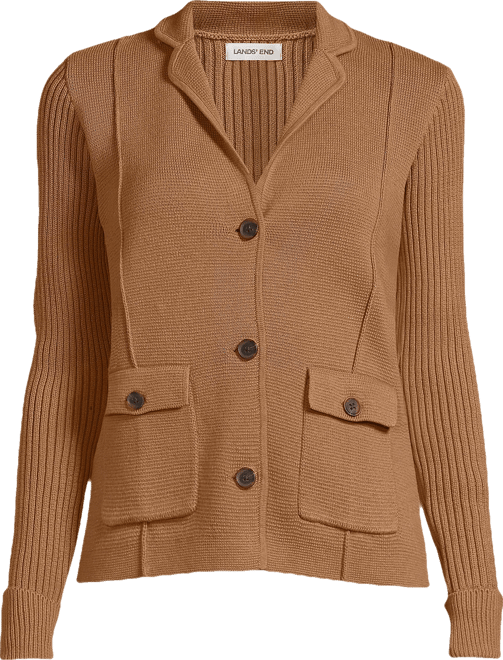 Women's Plus Size Drifter Ribbed Collared Blazer Sweater