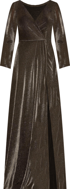 Women's Ieena Long Sleeve Faux Wrap A Line Gown