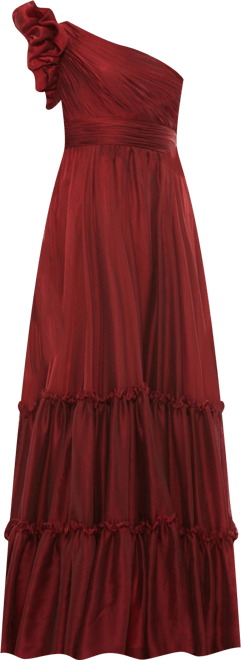 Women's Ruffled One Shoulder Tiered Chiffon Gown