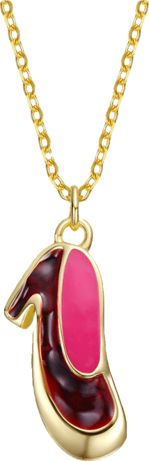 14K Gold Plated with Pink & Red Enamel High Heel Pendant Necklace