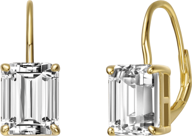 Sterling Silver 14K Gold Plated with Clear Cubic Zirconia Leverback Earrings