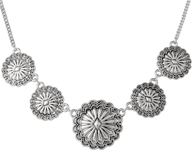Statement Medallion Necklace in Antiqued Silver