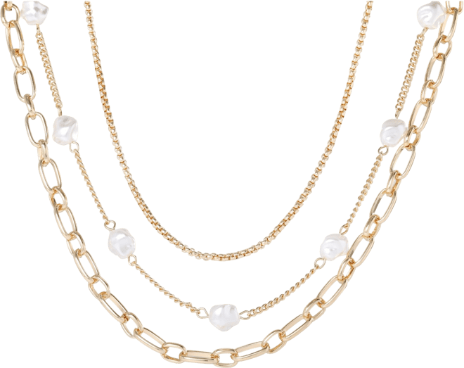 Bcbg Layered Pearl Drop Chain Necklace