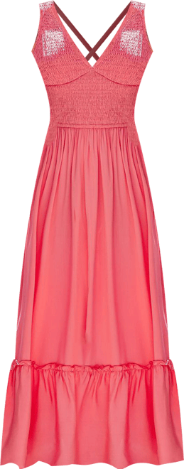 Women's Summer Flame Coral Maxi Beach Dress