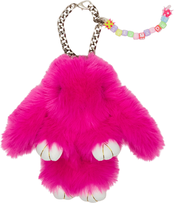 BUNNY BAG CHARM Pink Multi-Colored Alphabet Letter Beaded Plush