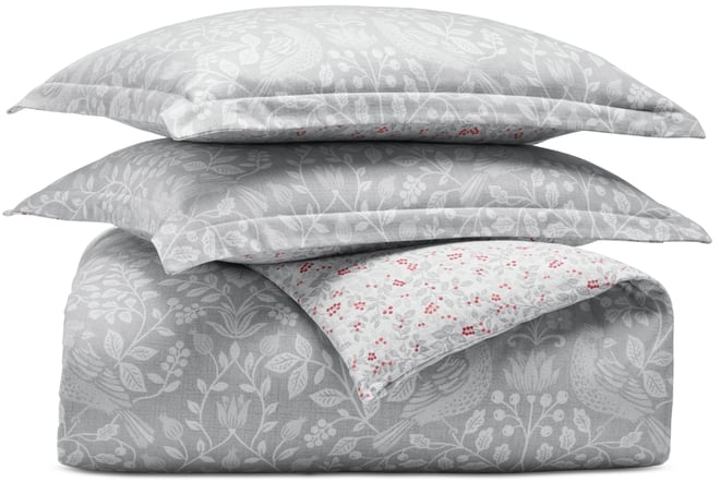 Festive Damask Flannel 3-Pc. Duvet Set, Full/Queen, Macy's Exclusive