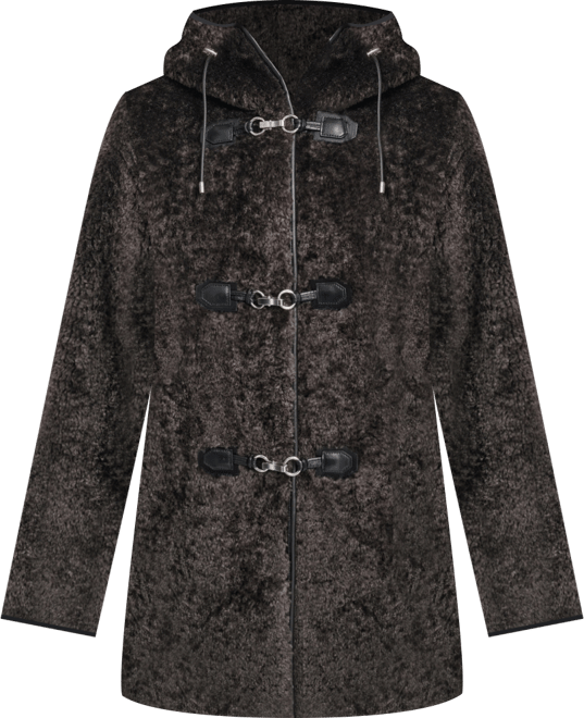 Women's Shearling Hooded Toggle Coat