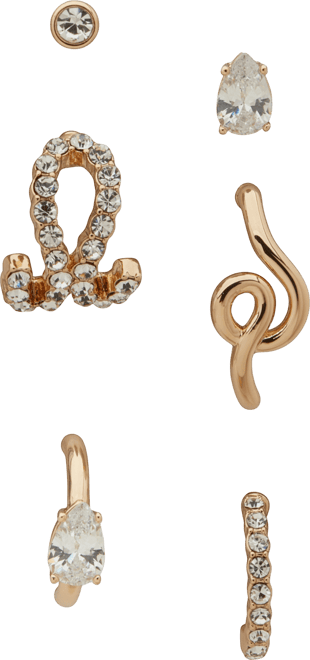 Gold-Tone 6-Pc. Set Crystal & Pave Single Earrings