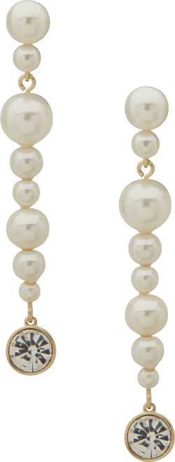 Gold-Tone Crystal & Imitation Pearl Linear Drop Earrings