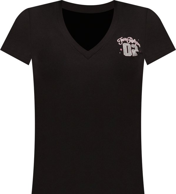 Women's Sporty Crystal V Neck T-Shirt