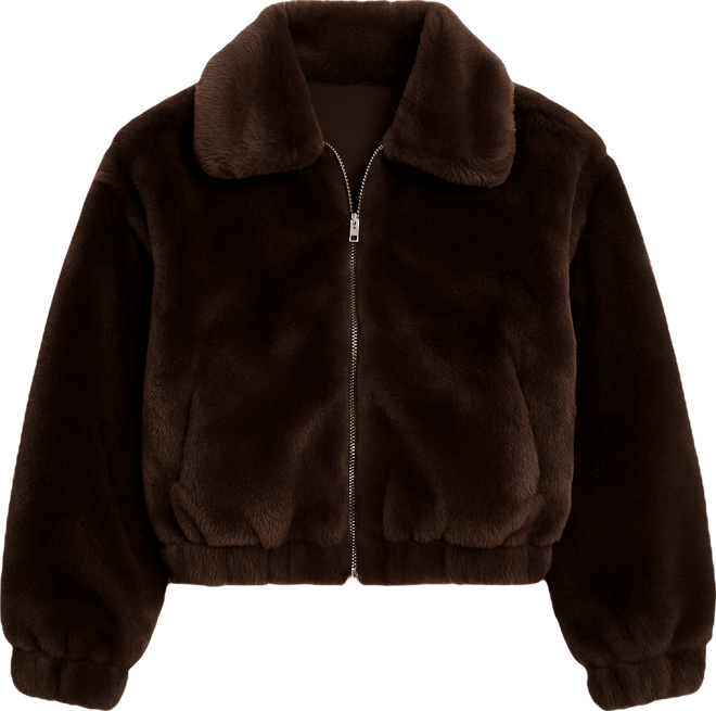 Juniors' Faux-Fur Bomber Jacket