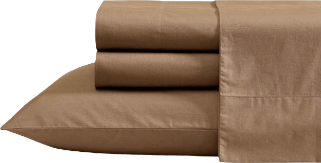 Solid Cotton Percale 4-Piece Sheet Set, Full
