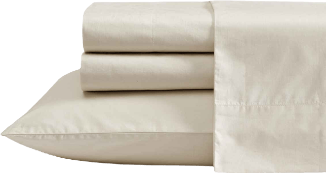 Solid Cotton Percale 3-Piece Sheet Set, Twin