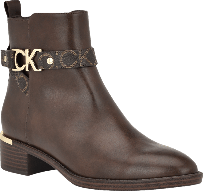 Women's Dhara Logo Strap Block Heel Booties