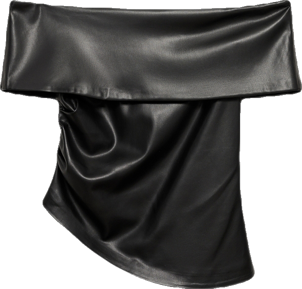 Women's Open Shoulders Leather-Effect Top