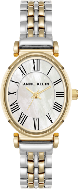 Women's Quartz Contemporary Oval Two-Tone Metal Alloy Bracelet Watch, 25mm