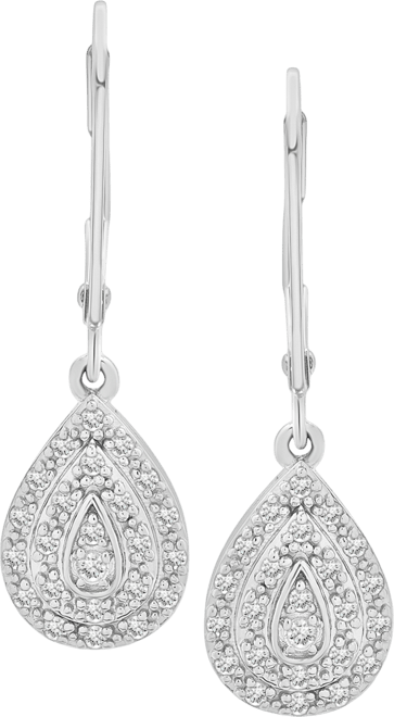 Diamond Teardrop Cluster Drop Earrings (1/4 ct. t.w.) in Sterling Silver,  Exclusive