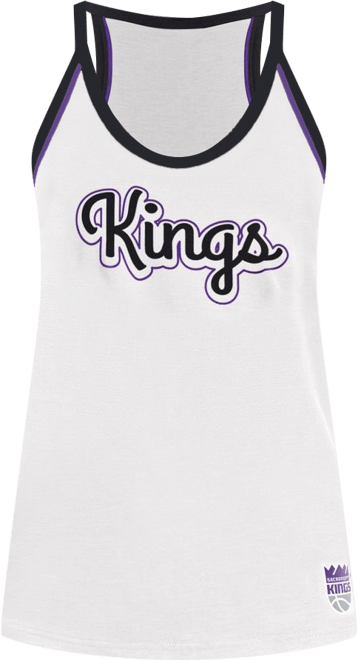 Women's White Sacramento Kings Curveball Racerback Scoop Neck Slub Tank Top