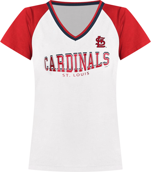 Women's White/Red St. Louis Cardinals Ball Park Raglan V-Neck T-Shirt
