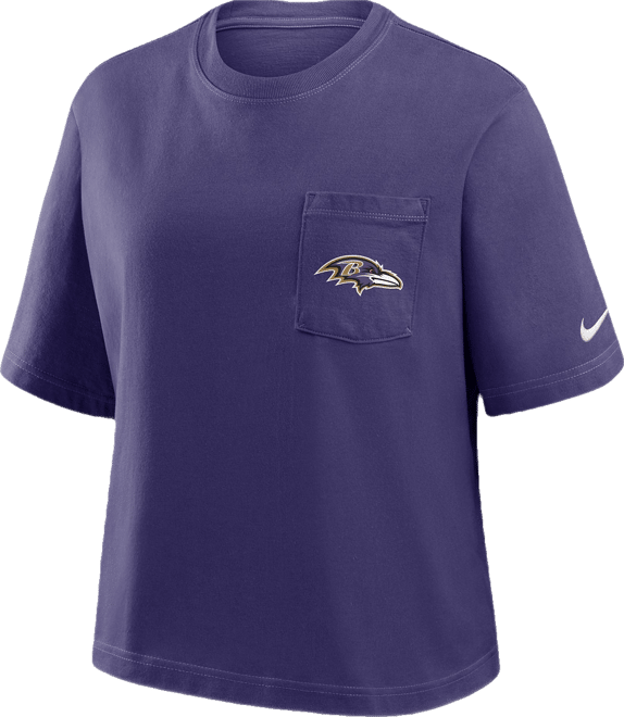 Women's Purple Baltimore Ravens Rewind Pocket Boxy T-Shirt