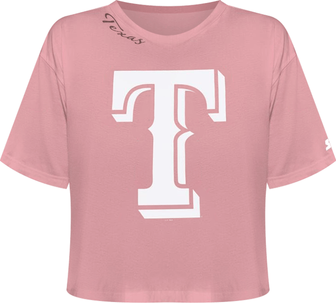 Women's Pink Texas Rangers Play the Ball Boxy Cropped T-Shirt