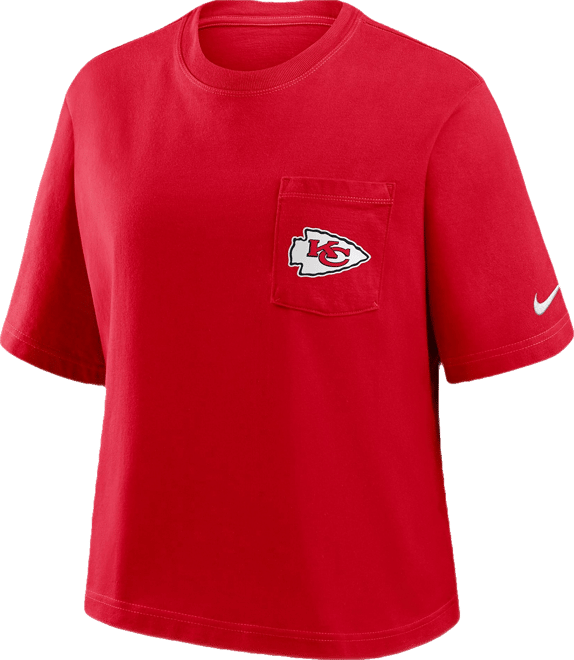 Women's Red Kansas City Chiefs Rewind Pocket Boxy T-Shirt
