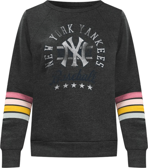 Women's Charcoal New York Yankees Allana Stripe Pullover Sweatshirt