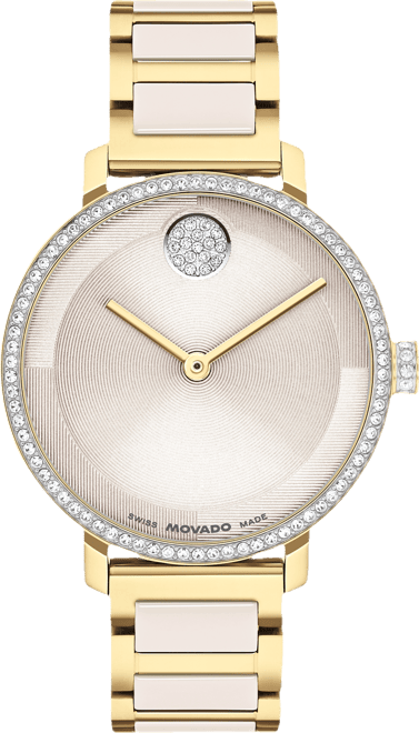 Women's Bold Evolution 2.0 Swiss Quartz Light Gold Steel Taupe Ceramic Watch, 34mm