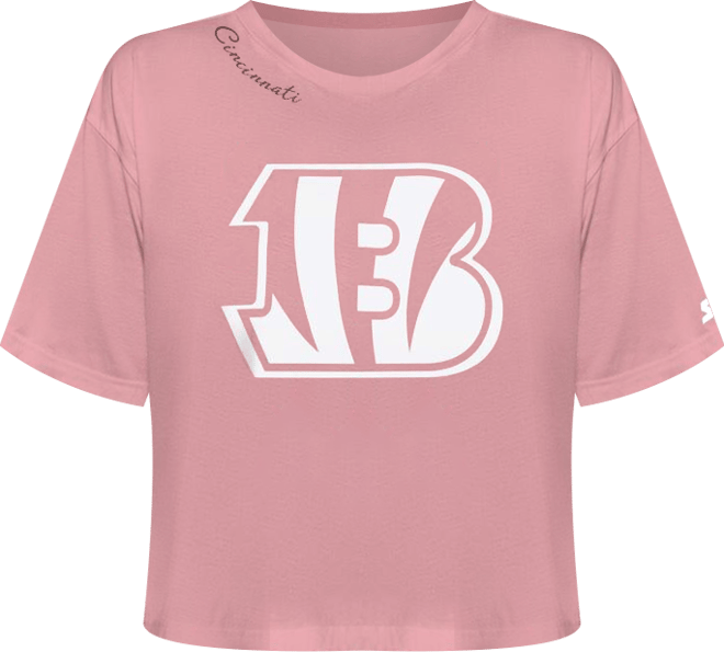 Women's Pink Cincinnati Bengals Play the Ball Boxy Cropped T-Shirt