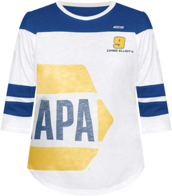 Women's White Chase Elliott Grand Slam 3/4-Sleeve T-Shirt