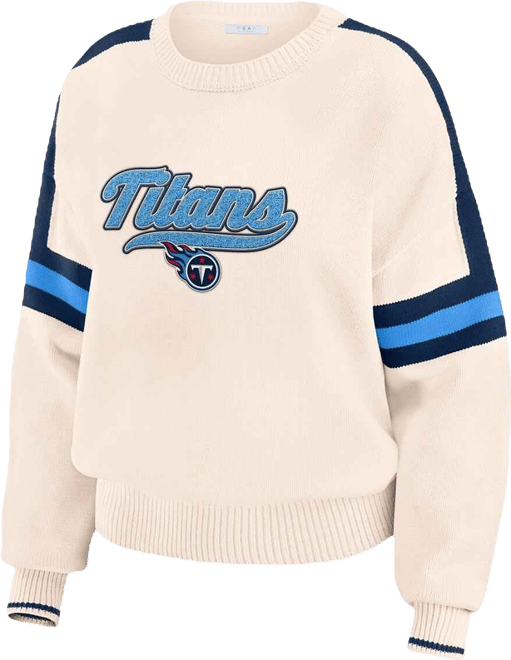 Women's Cream Tennessee Titans Stripe Pullover Sweater
