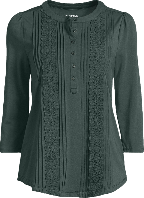 Women's Plus Size 3/4 Sleeve Lightweight Jersey Embellished Top