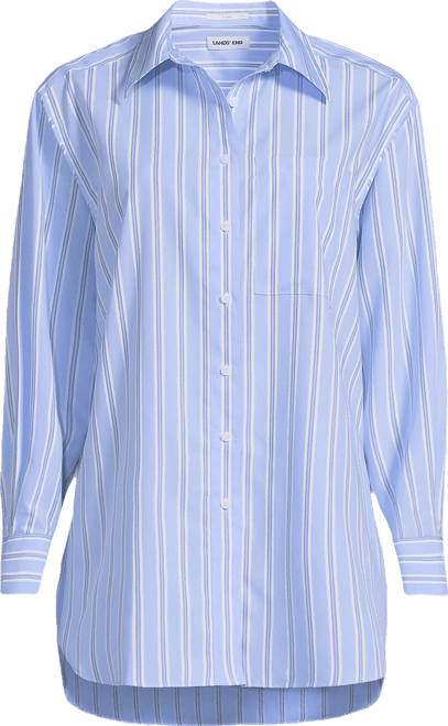 Women's Oversized No Iron Tunic with Statement Collar Shirt